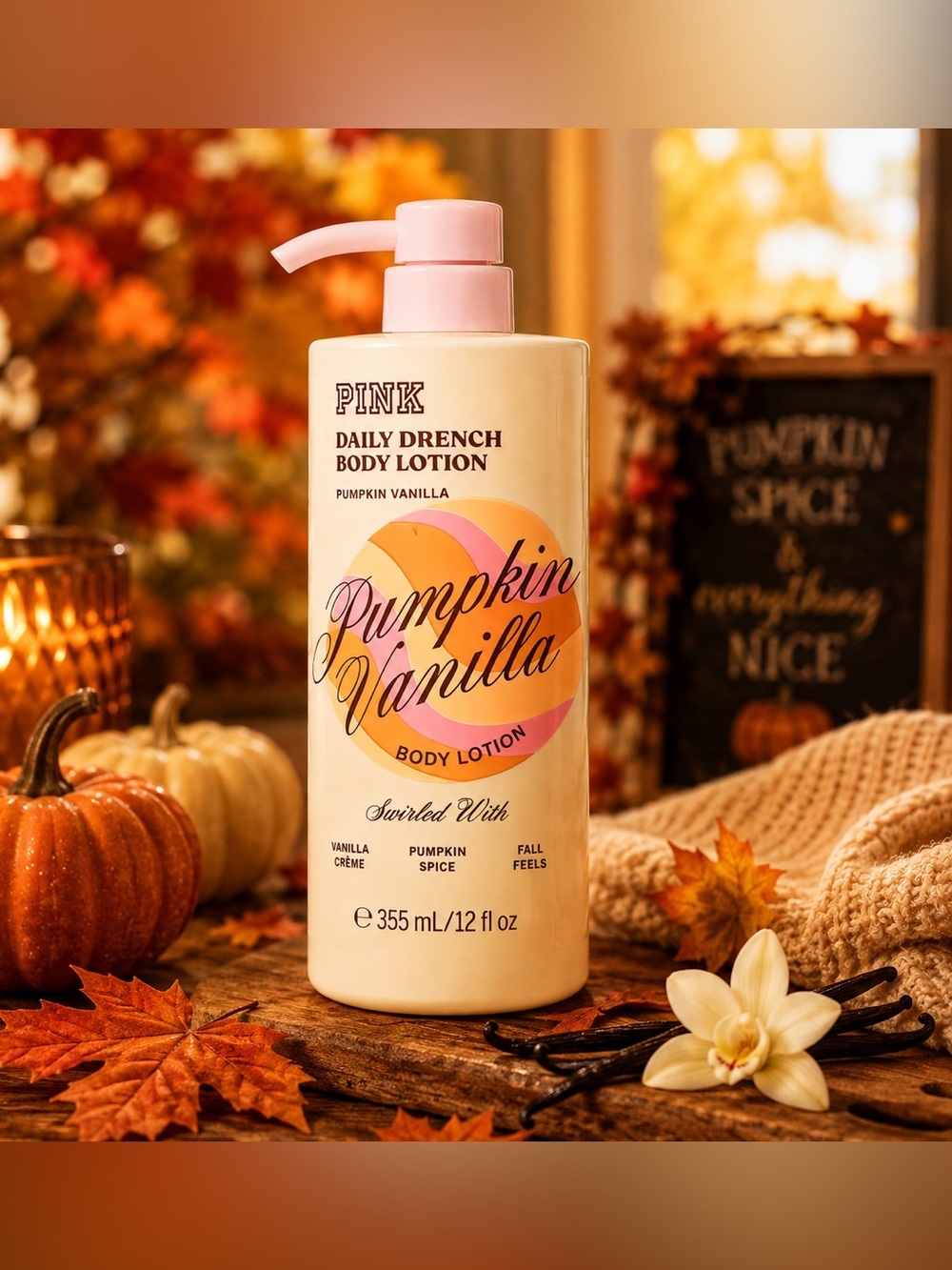 PINK Victoria’s Secret Pumpkin Vanilla Daily Drench Body Lotion 12 oz NEW - Picture 2 of 5
